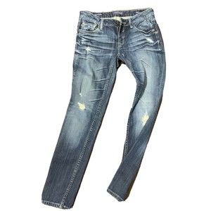 Vigoss Thompson Skinny Distressed Jeans Blue Roll Cuff Stretch Mid Rise 27x27